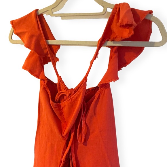 NWT ANTHROPOLOGIE PILCRO FLUTTER SLEEVE MIDI DRESS RED SMALL CASUAL BOHO MAXI - Picture 8 of 13